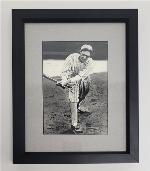 "Shoeless" Joe Jackson Original 5x7 James Fiorentino Watercolor Painting Framed 9.5x11.5