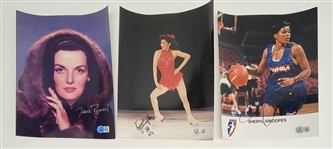 Lot of 3 Sheryl Swoopes, Kristi Yamaguchi, & Jane Russell Autographed 8x10 Photos Beckett