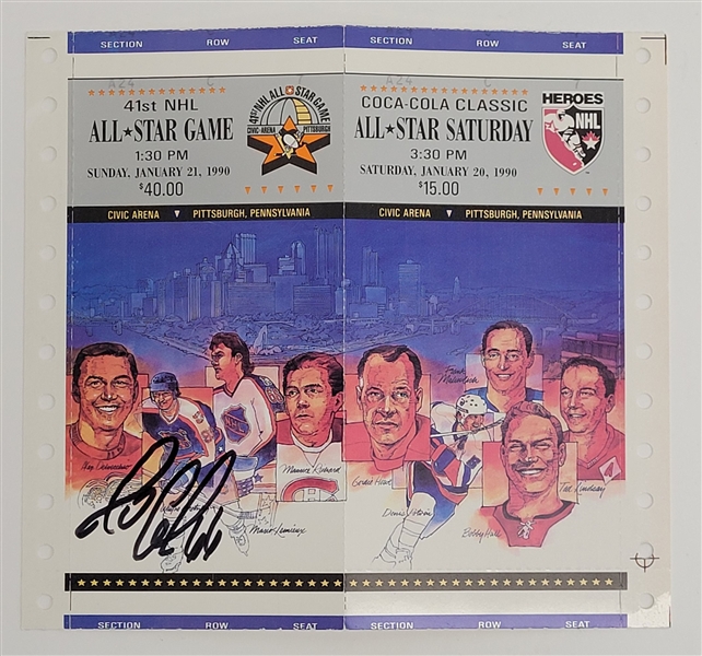 Mario Lemieux Autographed 1990 NHL All-Star Game Ticket Beckett *Game MVP*