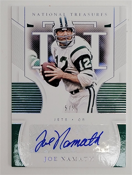 Joe Namath Autographed 2020 Panini National Treasures Card LE #5/5