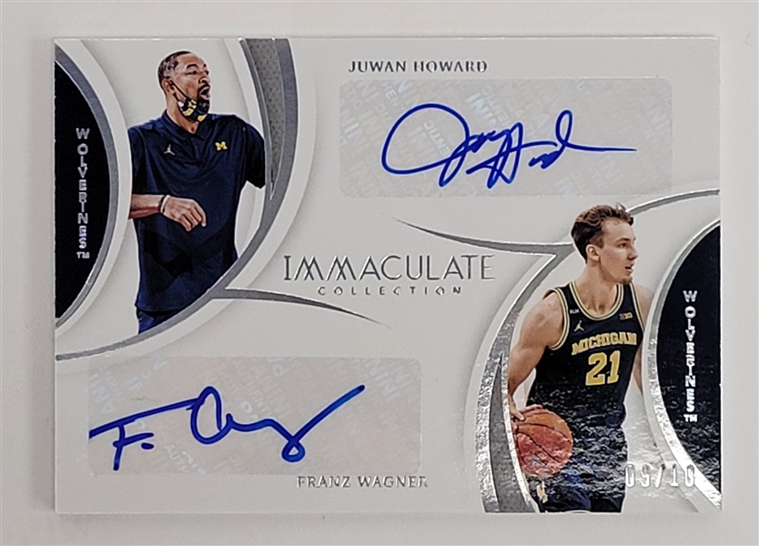 Juwan Howard/Franz Wagner Dual Autographed 2021 Panini Immaculate Collection Collegiate Card LE #9/10