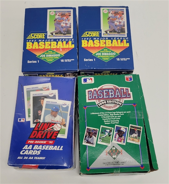 Lot of (4) 1990-92 Baseball Card Boxes w/ 1 Factory Sealed