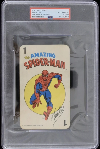 Stan Lee Autographed 1978 "The Amazing Spider-Man" Marvel Playing Card 1/1 PSA/DNA Slabbed