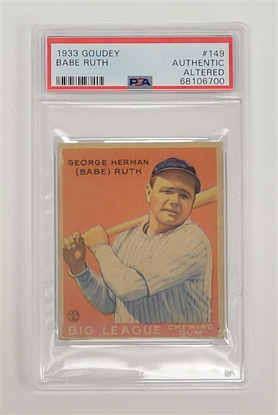 Babe Ruth 1933 Goudey #149 Card PSA Authentic