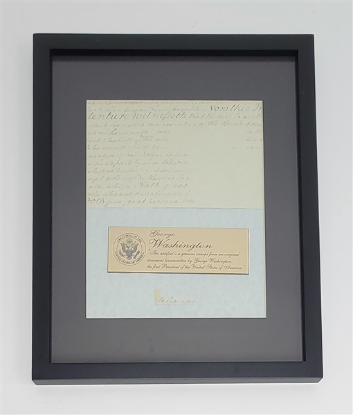 George Washington Handwritten Words "to him and" Framed