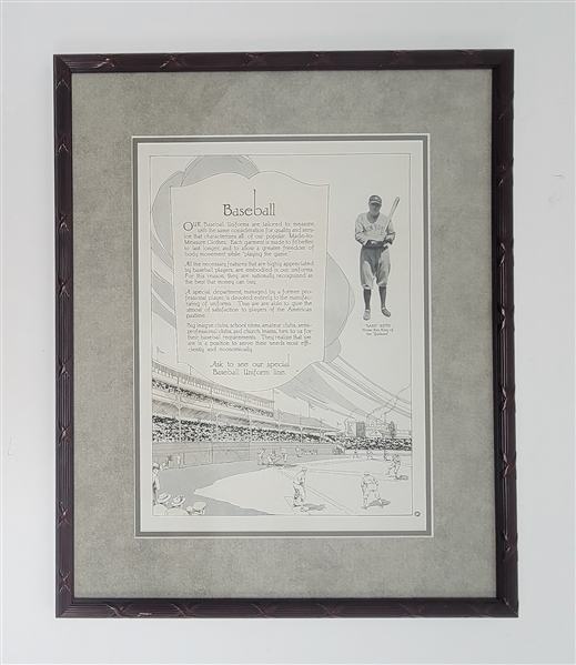 Babe Ruth Framed Vintage Baseball Uniform Advertisement