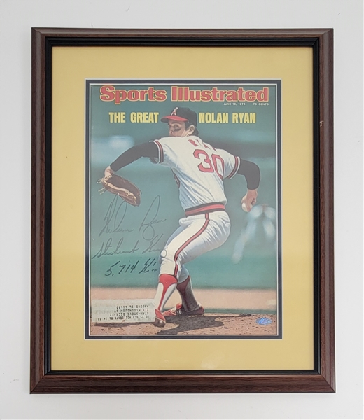 Nolan Ryan Autographed & Inscribed Framed 1975 Sports Illustrated Cover