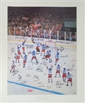 Team USA 1980 Miracle Hockey Team Autographed & Hometown Inscribed 32x26 Lithograph w/ Herb Brooks LE #7/10 Beckett LOA