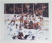 1980 USA Hockey Miracle Team Signed 20x24 Photo w/ 21 Signatures Beckett LOA