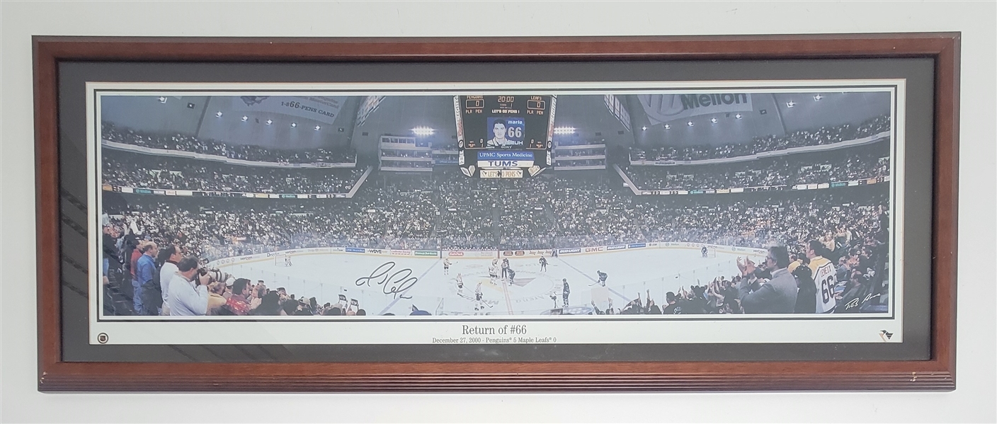 Mario Lemieux Autographed & Framed "Return of #66" Panoramic Photo w/ Beckett LOA