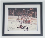 1980 Miracle Hockey Team Signed & Framed 16x20 Photo w/ Herb Brooks LE #714/980 Steiner