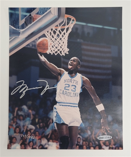 Michael Jordan Autographed North Carolina 8x10 Photo LE #177/1982 UDA