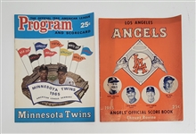 Lot of 2 Vintage 1965 & 1996 Minnesota Twins & Los Angeles Angels Programs & Score Books