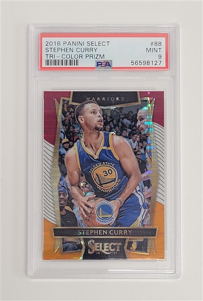 Stephen Curry 2016 Panini Select #88 Tri-Color Prizm PSA 9