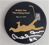 Bobby Orr Autographed "The Flying Goal" Hockey Puck