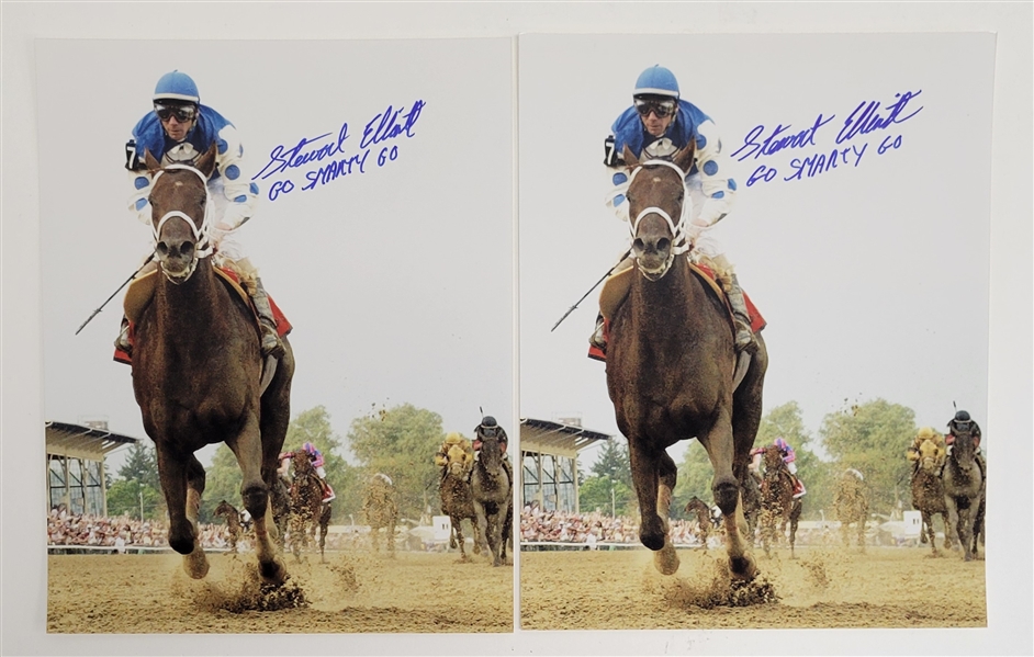 Lot of 2 Stewart Elliott Autographed & Inscribed 8x10 Photos