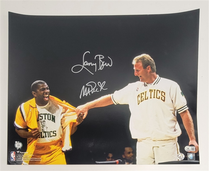 Larry Bird & Magic Johnson Dual Autographed 16x20 Photo Beckett