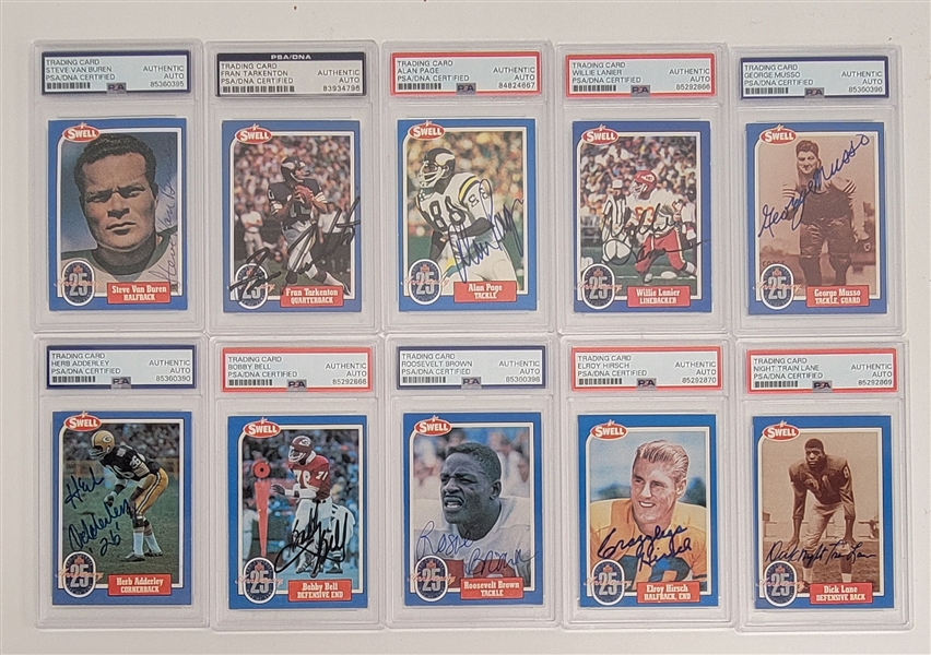 Lot of (10) Autographed 1988 Swell Football Cards PSA/DNA Slabbed