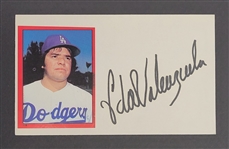 Fernando Valenzuela Autographed Index Card Beckett