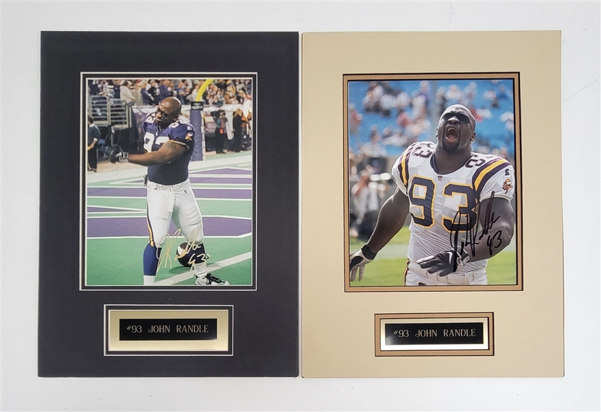 Lot of 2 John Randle Autographed & Matted 8x10 Photos Beckett