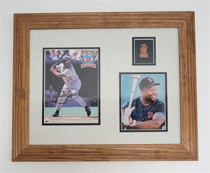 Kirby Puckett Autographed & Framed "Kirby Puckett Weekend" Postcard Display w/ Beckett LOA