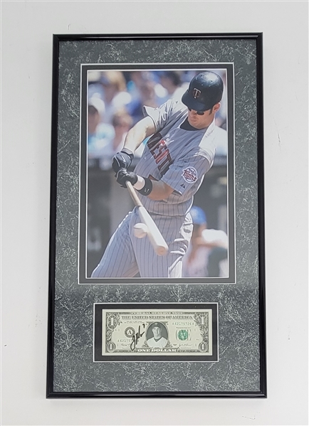 Joe Mauer Autographed & Framed Dollar Bill Display w/ Beckett LOA