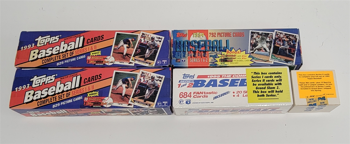 Lot of (4) Factory Sealed 1993, 1994, & 1995 Topps Baseball Complete Sets