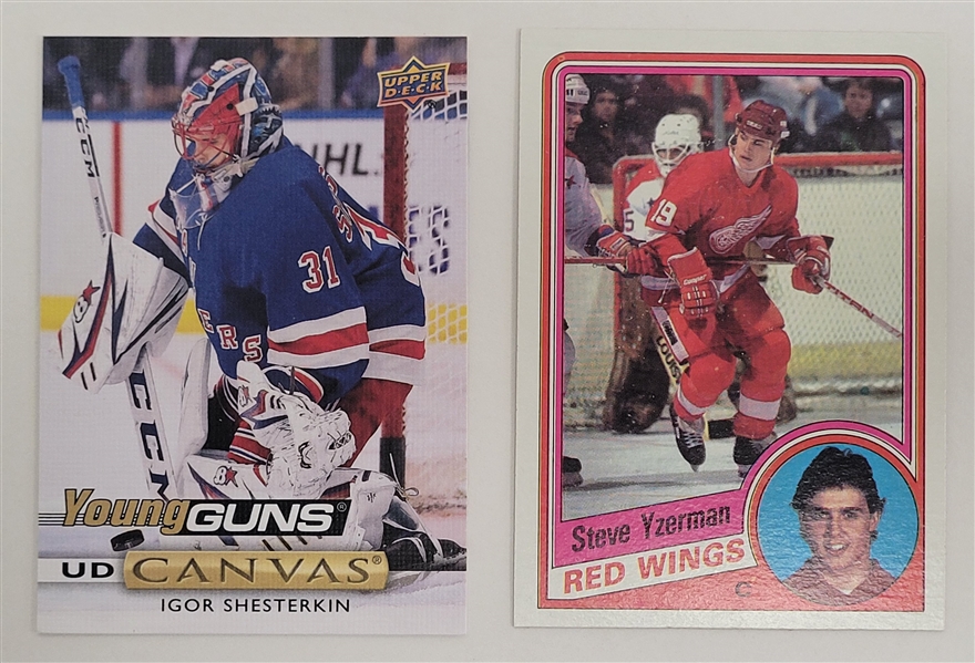 Lot of (2) Igor Shesterkin & Steve Yzerman Rookie Cards