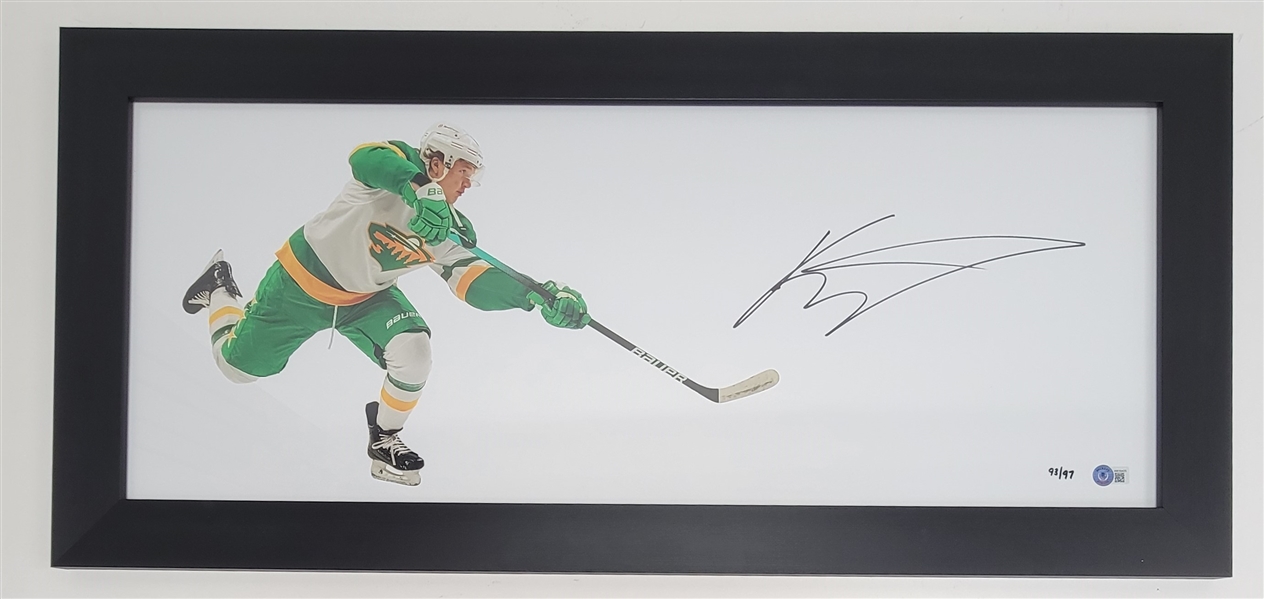 Kirill Kaprizov Autographed & Framed Minnesota Wild 12x30 Panoramic Photo LE #93/97 Beckett