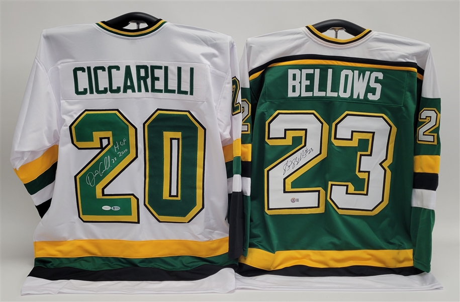 Lot of 2 Dino Ciccarelli & Brian Bellows Autographed Custom Jerseys Beckett