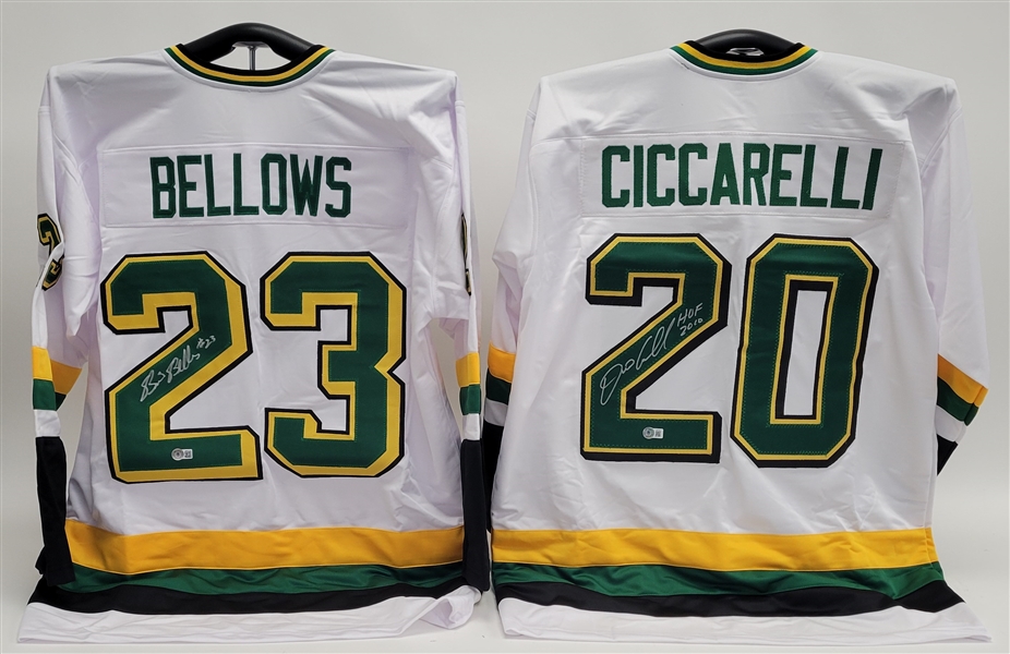 Lot of 2 Dino Ciccarelli & Brian Bellows Autographed Custom Jerseys Beckett