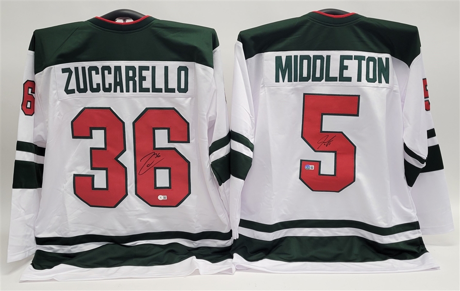 Lot of 2 Mats Zuccarello & Jake Middleton Autographed Custom Jerseys Beckett