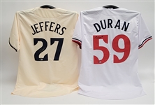 Lot of 2 Jhoan Duran & Ryan Jeffers Autographed Custom Jerseys Beckett