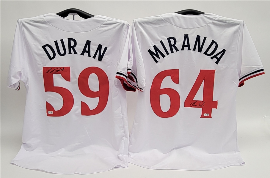 Lot of 2 Jhoan Duran & Jose Miranda Autographed Custom Jerseys Beckett