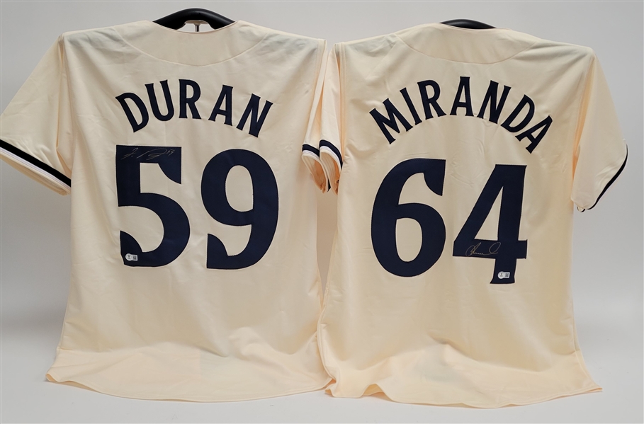 Lot of 2 Jhoan Duran & Jose Miranda Autographed Custom Jerseys Beckett