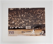 Hank Aaron Autographed 715th Home Run 11x14 Mounted Photo Steiner