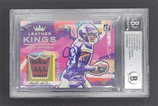 Justin Jefferson Autographed & Inscribed 2021 Donruss Leather Kings Studio Series #4 Card LE #16/25 Beckett Slabbed