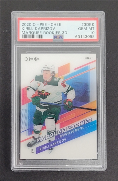 Kirill Kaprizov 2020 O-Pee-Chee Marquee Rookies 3D Rookie Card PSA 10