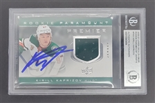 Kirill Kaprizov Autographed 2020-21 Upper Deck Premier Rookie Paramount Jerseys Rookie Patch Card Beckett Slabbed