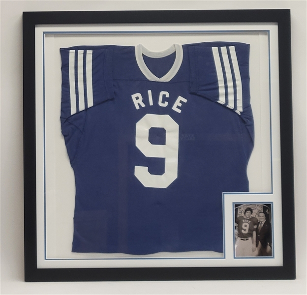 Tommy Kramer Framed 1976 Rice University Jersey Worn on "The Bob Hope Show" w/ Letter of Provenance From Tommy Kramer