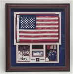 1980 Miracle Hockey Team Signed & Framed American Flag w/ 20 Signatures Beckett LOA