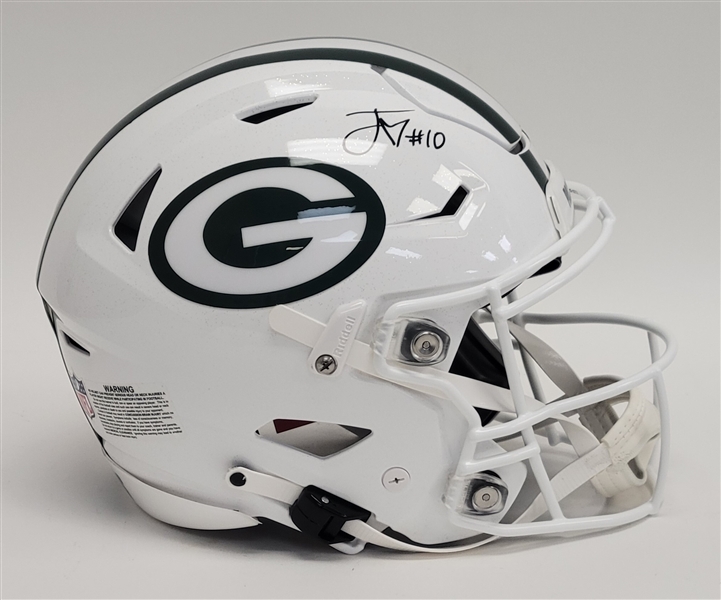 Jordan Love Autographed Riddell Green Bay Packers Winter Warning Full Size Authentic SpeedFlex Helmet Beckett