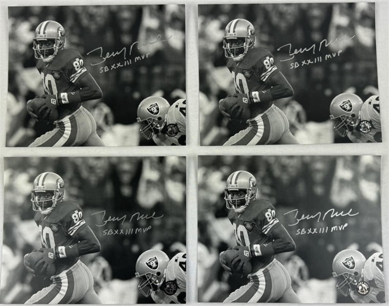 Jerry Rice Lot of 4 Autographed & Inscribed "Super Bowl XXIII MVP" 8x10 Photos