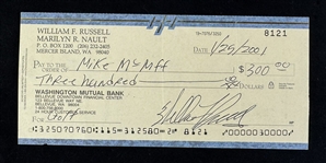 Bill Russell Signed Check w/ Russell LOA