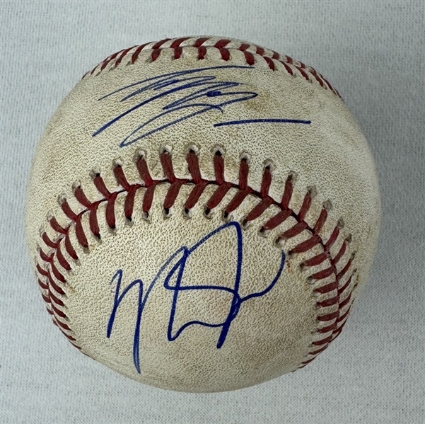 Shohei Ohtani & Mike Trout Dual Autographed Game Used Baseball from Game in Which Both Hit HRs