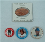 Rod Carew Lot of 4 Vintage Buttons w/ Rare 1969 Pin