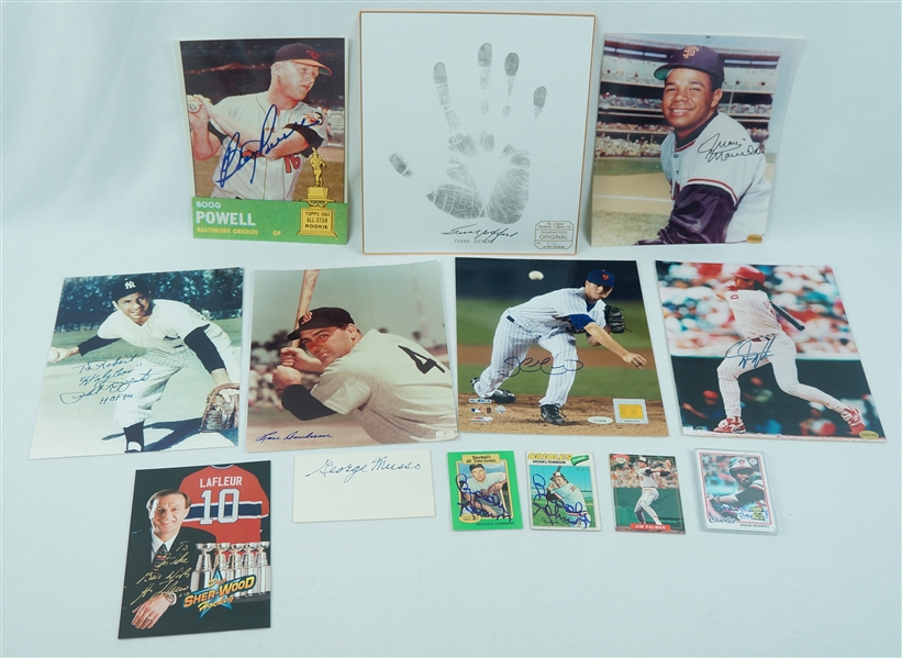 Collection of 13 Autographed Items w/ Frank Gifford, Eddie Murray, Jim Palmer, & Guy LaFleur