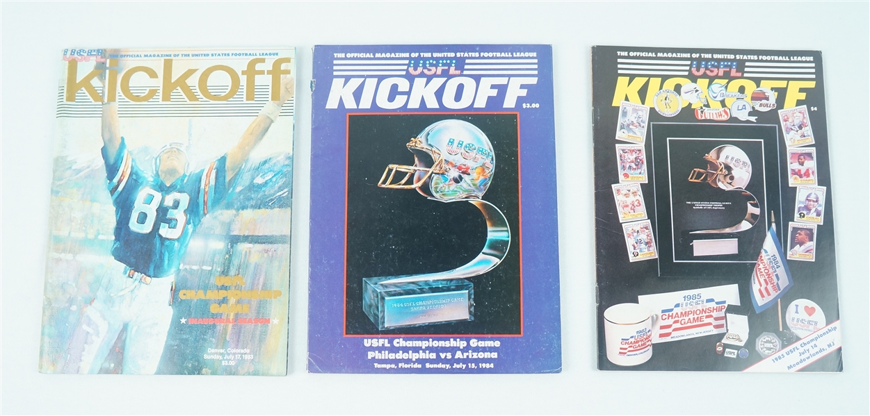 Lot of 3 USFL 1983-1985 Championship Game Programs