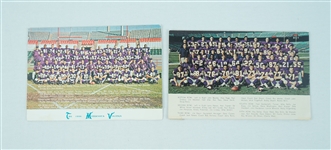 Lot of 2 Minnesota Vikings Vintage 1966 & 1969 Team Christmas Cards