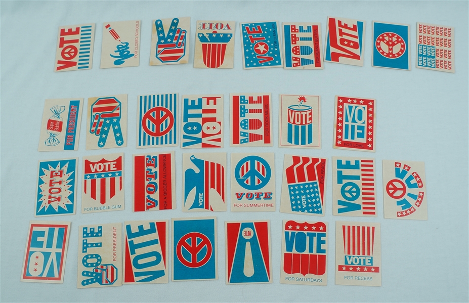 1972 Donruss Presidential Election Vote Stickers Set of 33